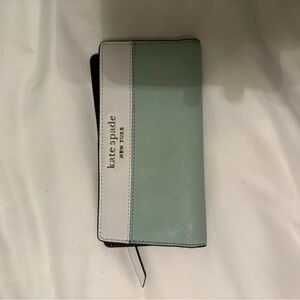 Kate Spade slim bifold wallet mint green/white